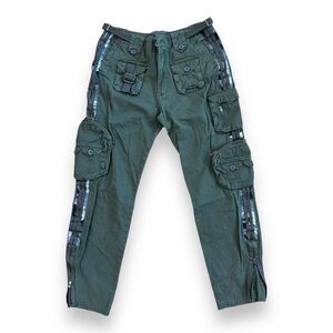 Free Knight Mens Army Cargo Pants Streetwear Baggy Pockets Green Size 31